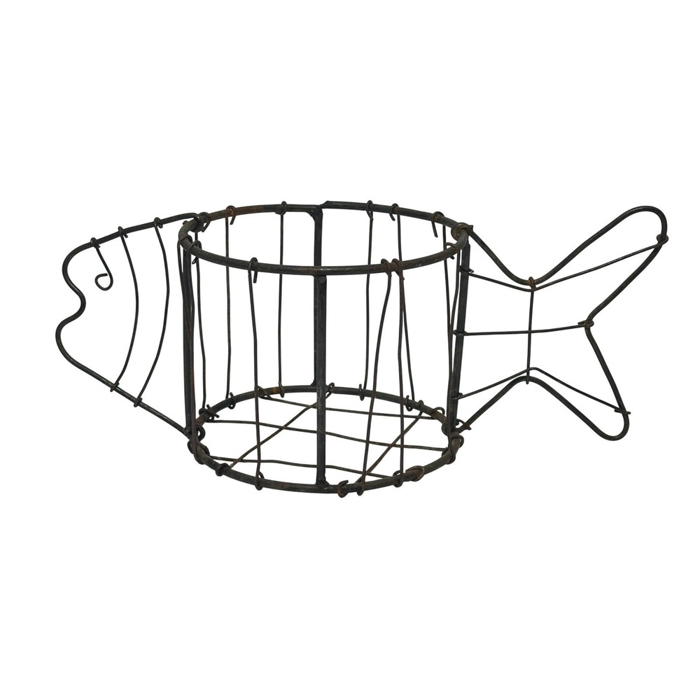 VTG Rustic Metal Wire Fish Planter Holder Garden Nautical Farmhouse Cottage